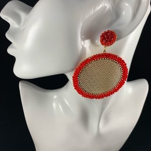 Red round Earrings